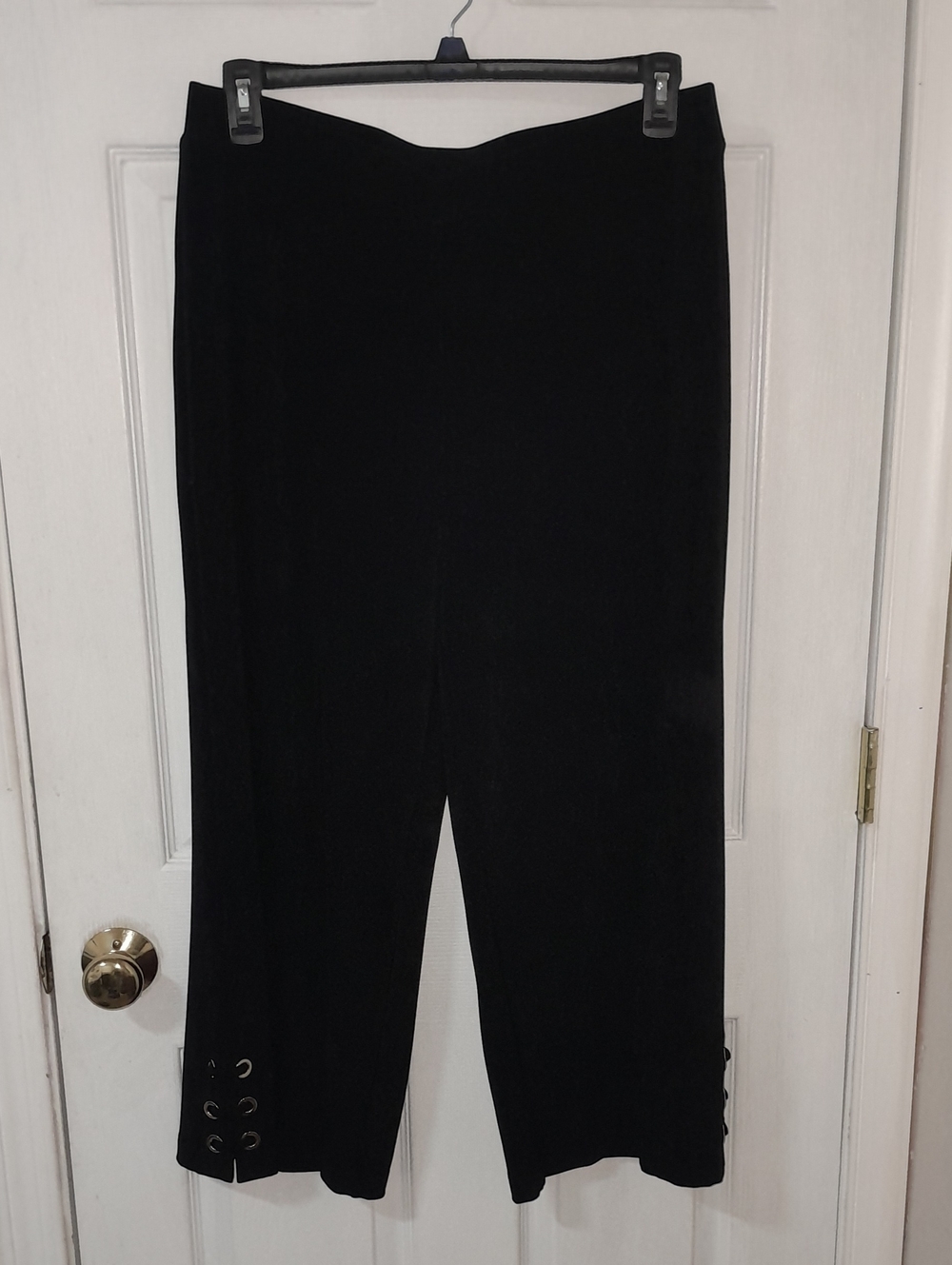 Chico's Black Wide-Leg Pants with Grommet Hem